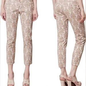 Cartonnier Cream Patterned Ankle Pants